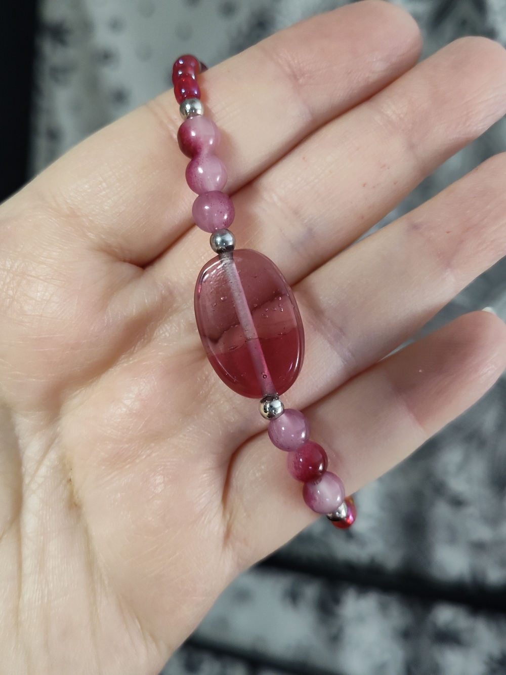 Handcrafted Pink Beaded Stretch Bracelet
